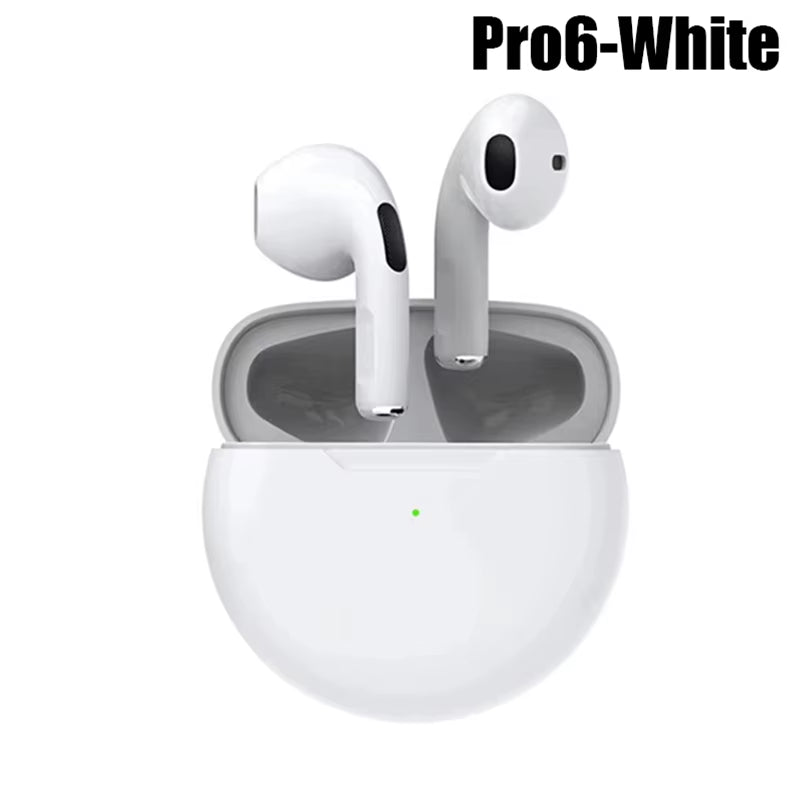 Pro 6 TWS Bluetooth Earphones for Iphone Wireless Bluetooth Headset Noise Cancelling Earbuds with Mic Pro6 Wireless Headphones